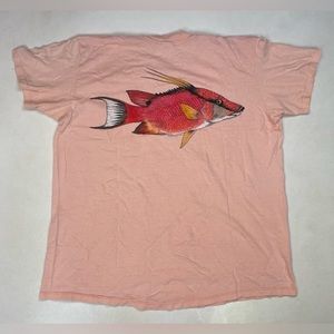 Vintage Bud & Mary’s Marina Fish Tee Shirt - Mens XL - Salmon / Light Orange